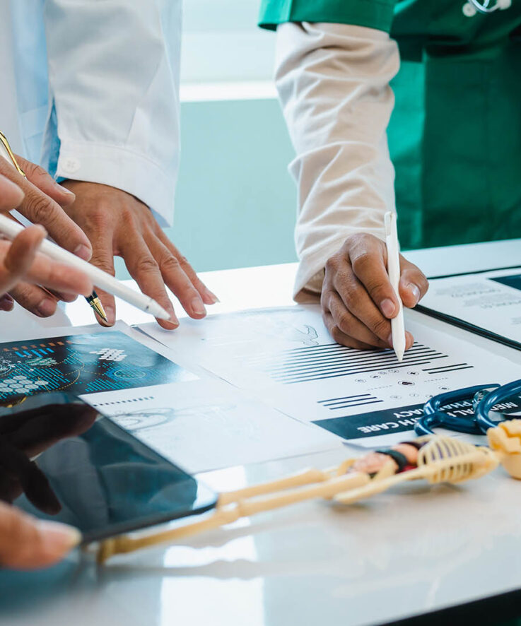 Meeting team of doctor and medical staff at hospital, Consultation about treatment of heart disease